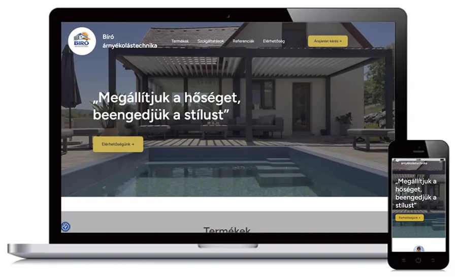 Bíró Árnyékolástechnika weboldal