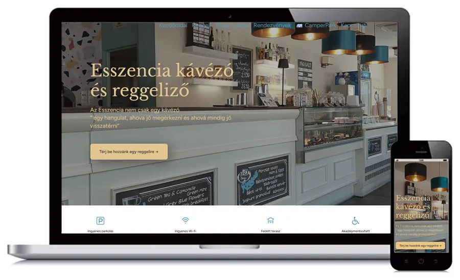 Esszencia Kávézó weboldal