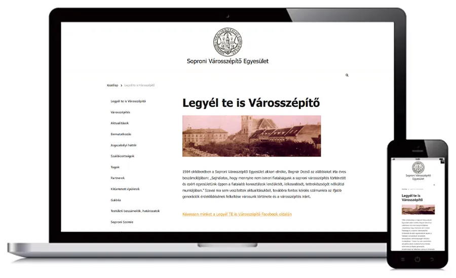 Soproni Városszépítő Egyesület weboldal